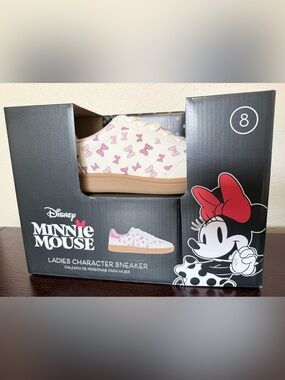 Disney Minnie Mouse Cream and Pink Low-Top Sneakers women’s size 8, New